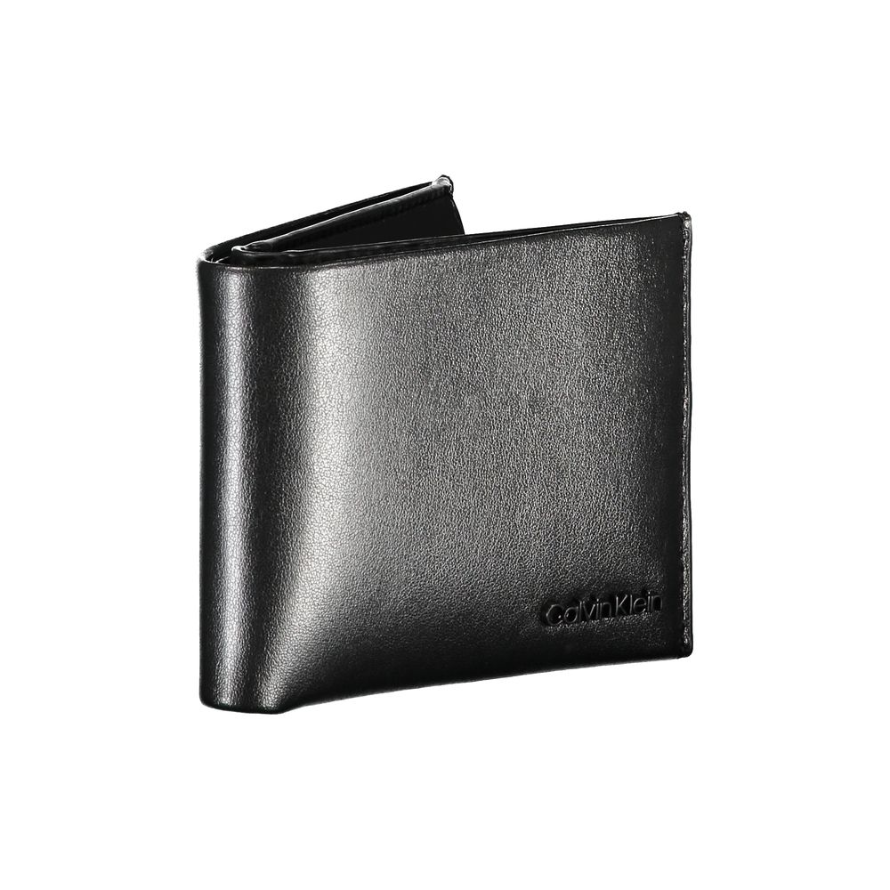 Luxour, Calvin Klein Elegant Black Leather Dual-Compartment Wallet, 