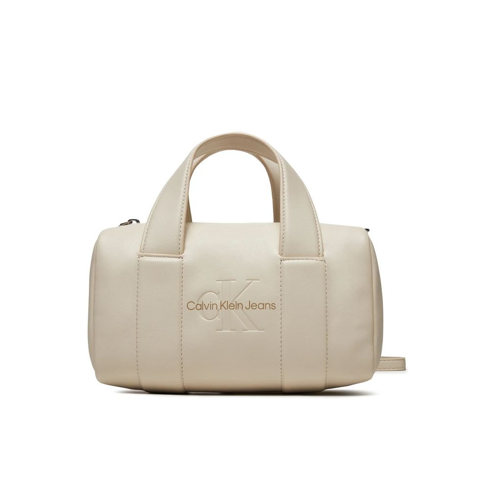 Calvin Klein Jeans Beige Synthetic Leather Handbag - Luxour