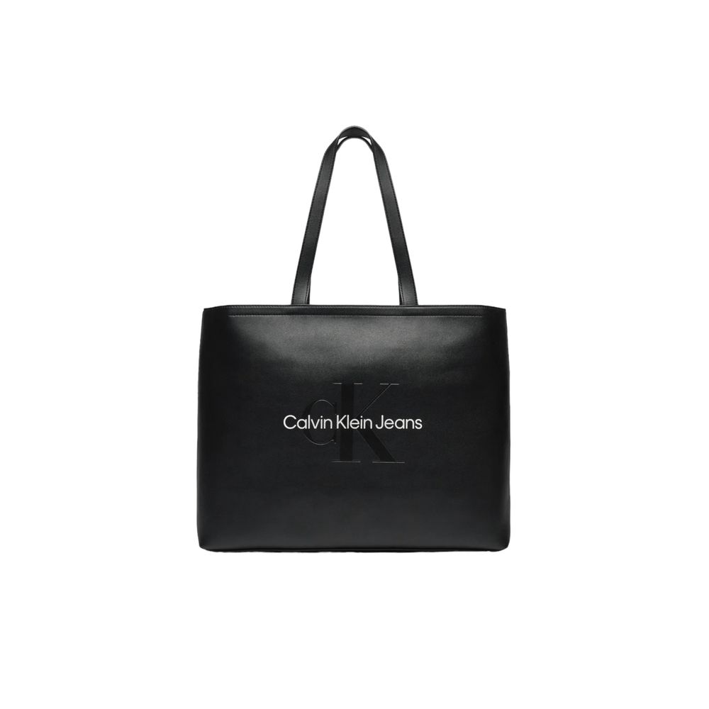 Calvin Klein Jeans Black And White Polyethylene Handbag - Luxour