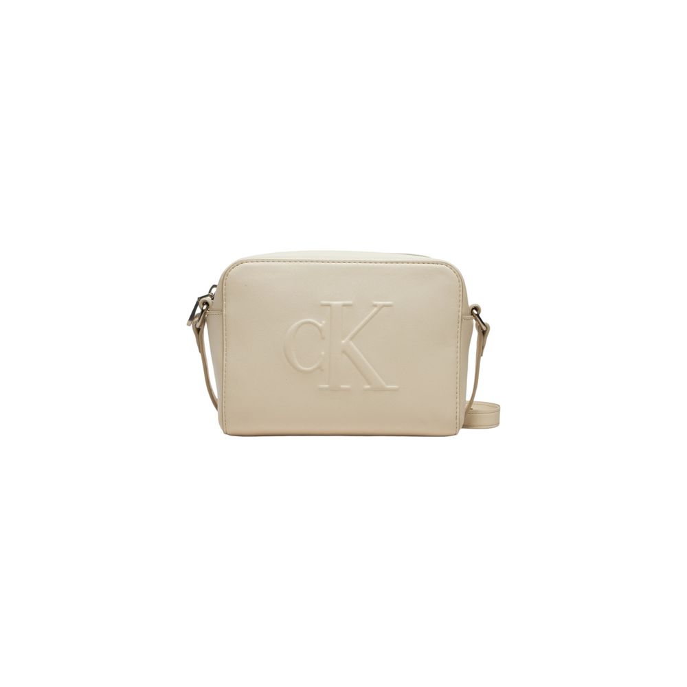 Calvin Klein Jeans Cream Synthetic Leather Handbag - Luxour