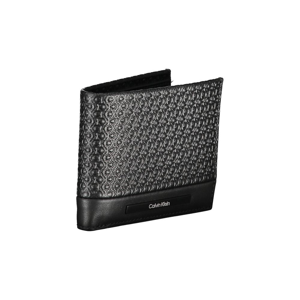 Luxour, Calvin Klein Sleek Black Leather Wallet with Contrast Details, 