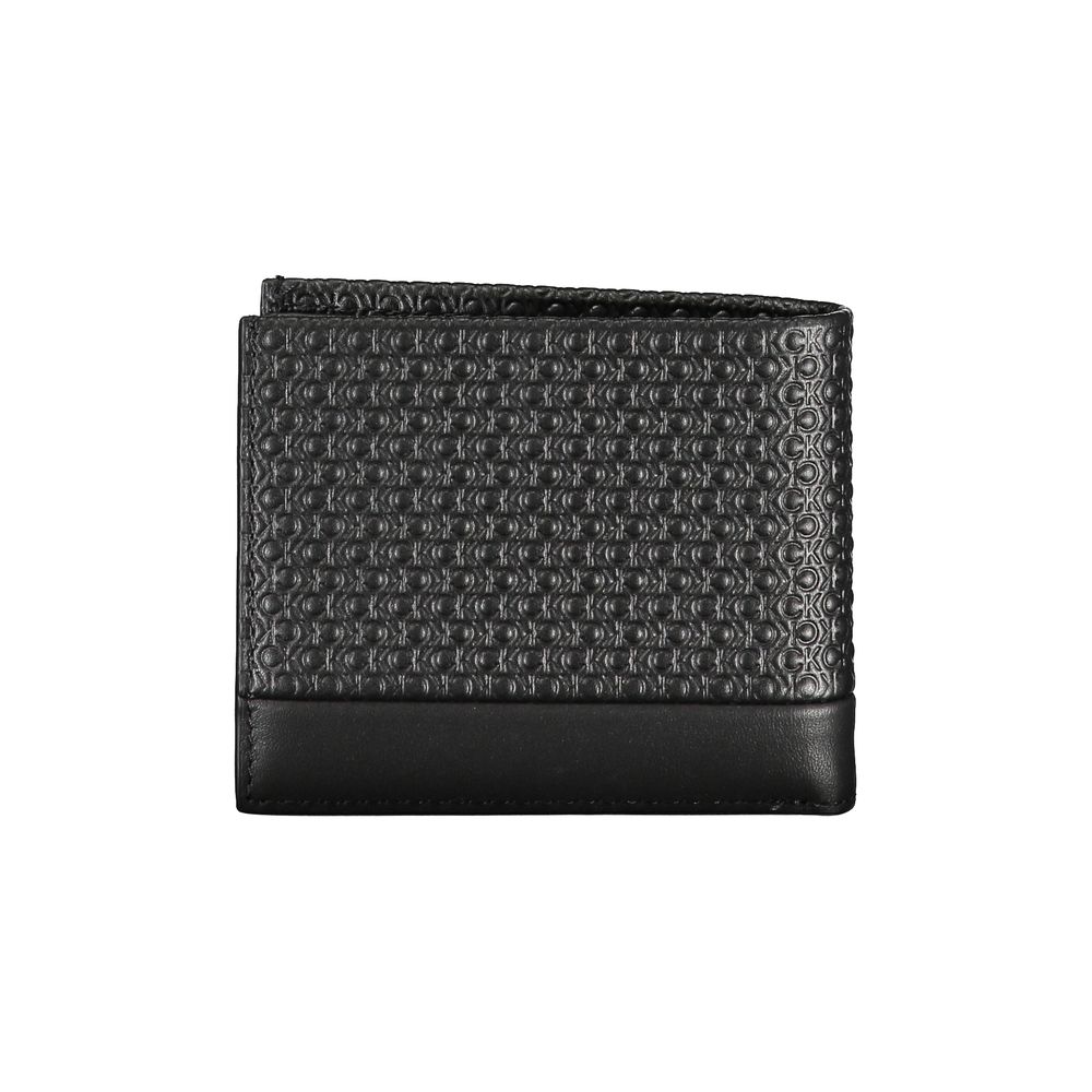 Luxour, Calvin Klein Sleek Black Leather Wallet with Contrast Details, 