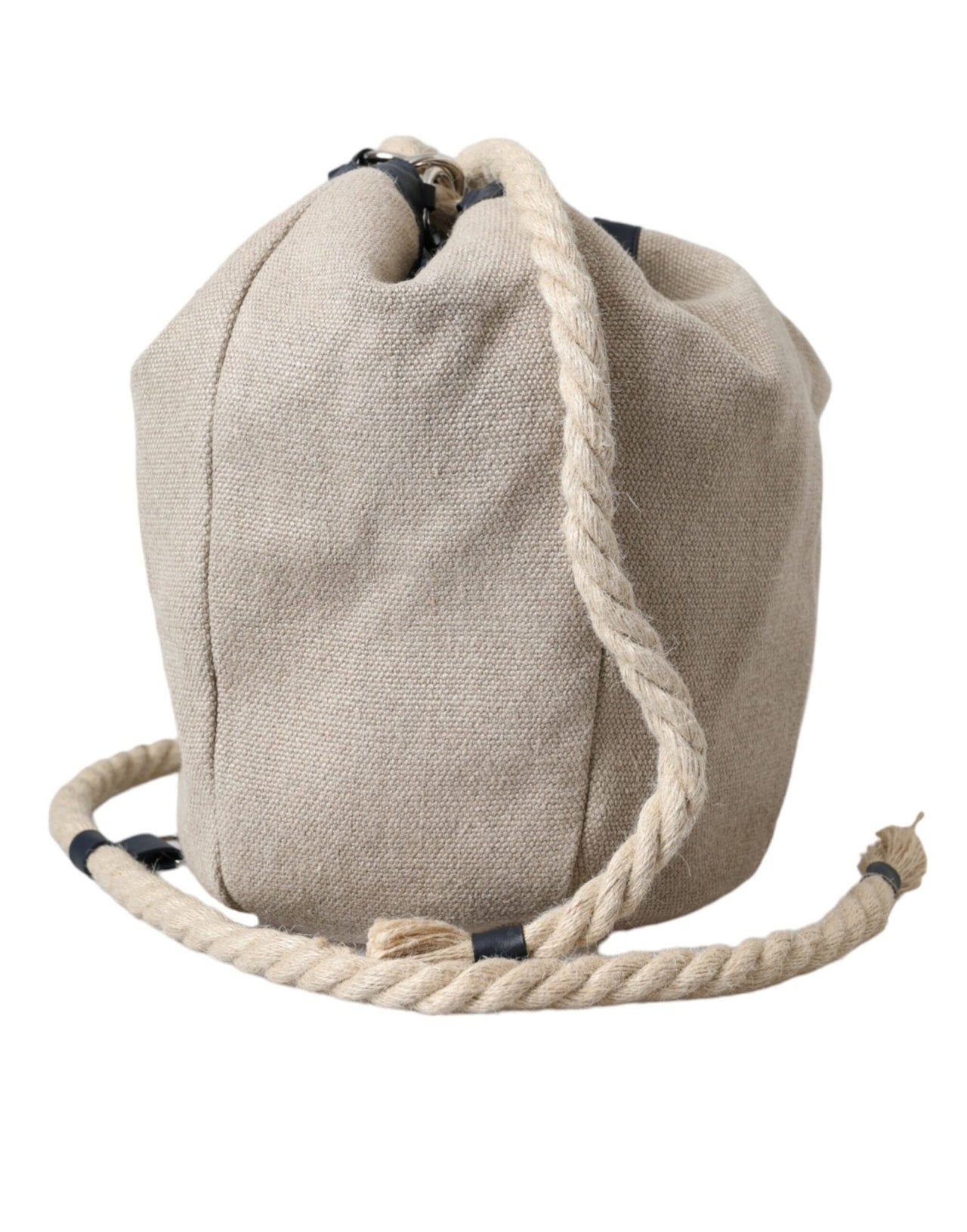 Dolce & Gabbana Beige Canvas Fabric Bucket Sack Pouch Purse Bag - Luxour