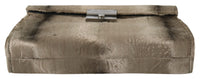 Thumbnail for Dolce & Gabbana Beige Velvet Croco - Print Leather Briefcase Clutch - Luxour