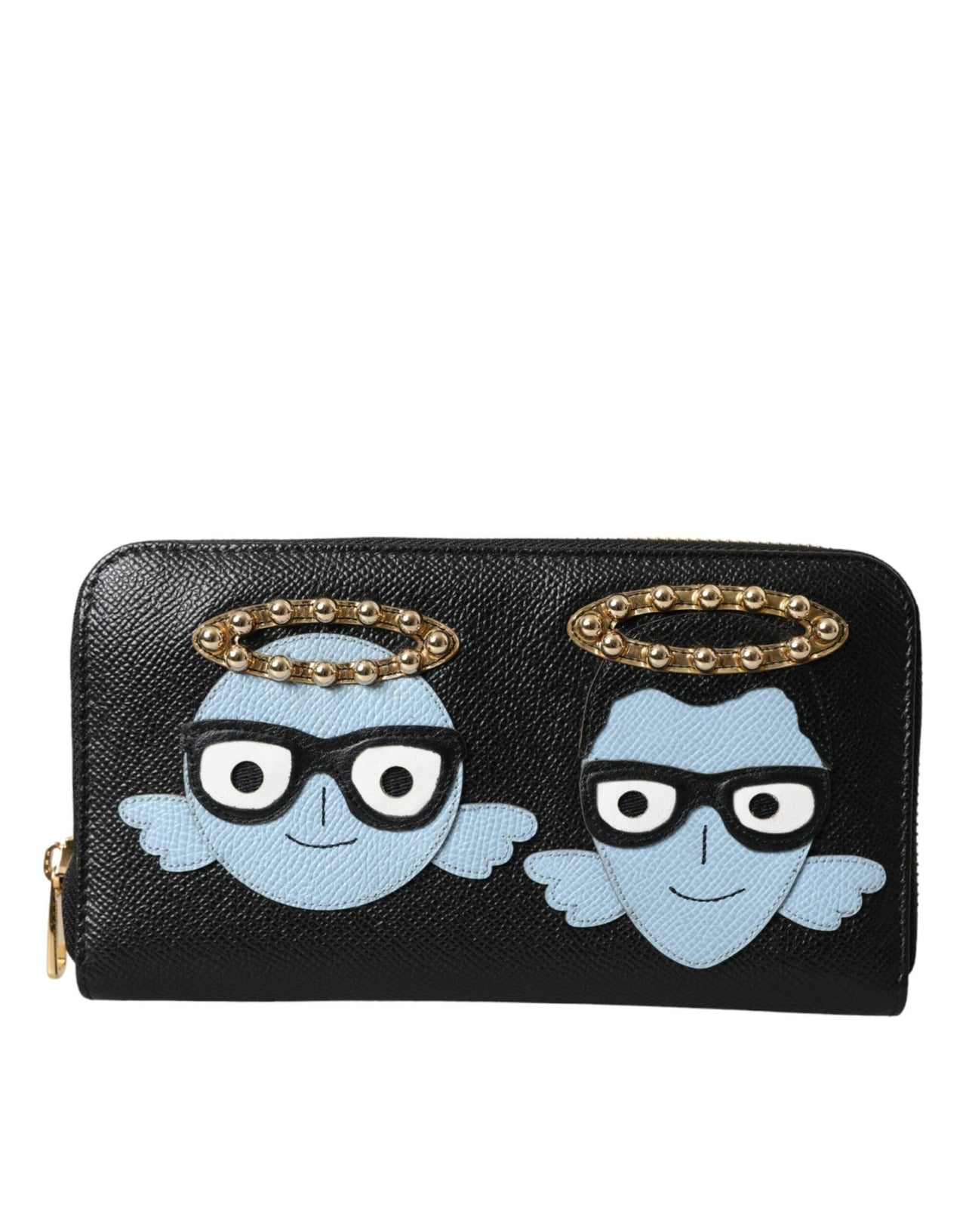 Dolce & Gabbana Black Blue Leather #DGFAMILY Zipper Continental Men Wallet - Luxour