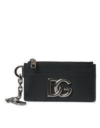 Thumbnail for Luxour, Dolce & Gabbana Black Calfskin Leather DG Logo Card Holder Wallet Men, 