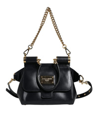 Thumbnail for Luxour, Dolce & Gabbana Black Calfskin Leather SICILY Chain Strap Crossbody Bag, 