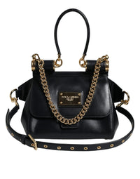 Thumbnail for Luxour, Dolce & Gabbana Black Calfskin Leather SICILY Chain Strap Crossbody Bag, 