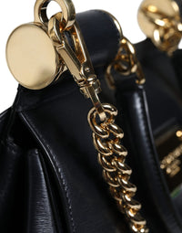 Thumbnail for Luxour, Dolce & Gabbana Black Calfskin Leather SICILY Chain Strap Crossbody Bag, 