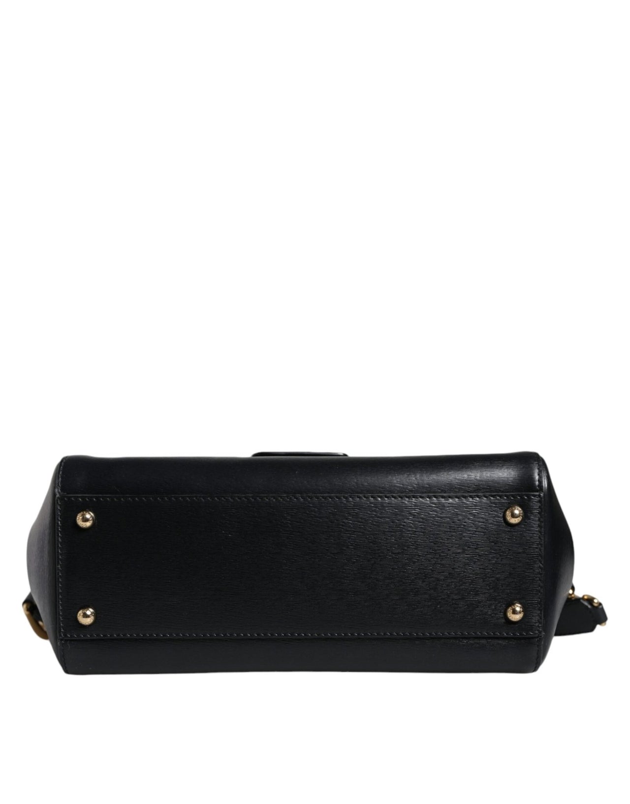 Luxour, Dolce & Gabbana Black Calfskin Leather SICILY Chain Strap Crossbody Bag, 