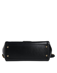 Thumbnail for Luxour, Dolce & Gabbana Black Calfskin Leather SICILY Chain Strap Crossbody Bag, 