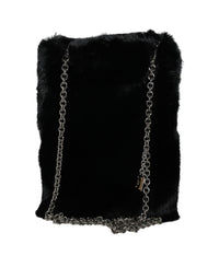 Thumbnail for Dolce & Gabbana Black Faux Fur Silver Chain Crossbody Shoulder Purse Bag - Luxour