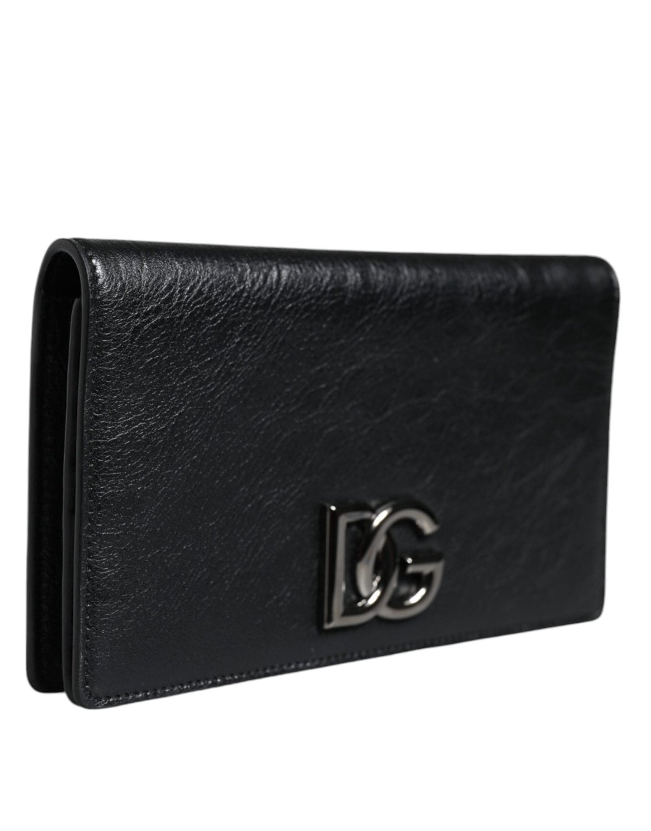 Dolce & Gabbana Black Leather DG Logo Bifold Card Slot Crossbody Bag - Luxour