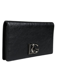 Thumbnail for Dolce & Gabbana Black Leather DG Logo Bifold Card Slot Crossbody Bag - Luxour