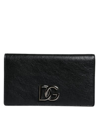 Thumbnail for Dolce & Gabbana Black Leather DG Logo Bifold Card Slot Crossbody Bag - Luxour