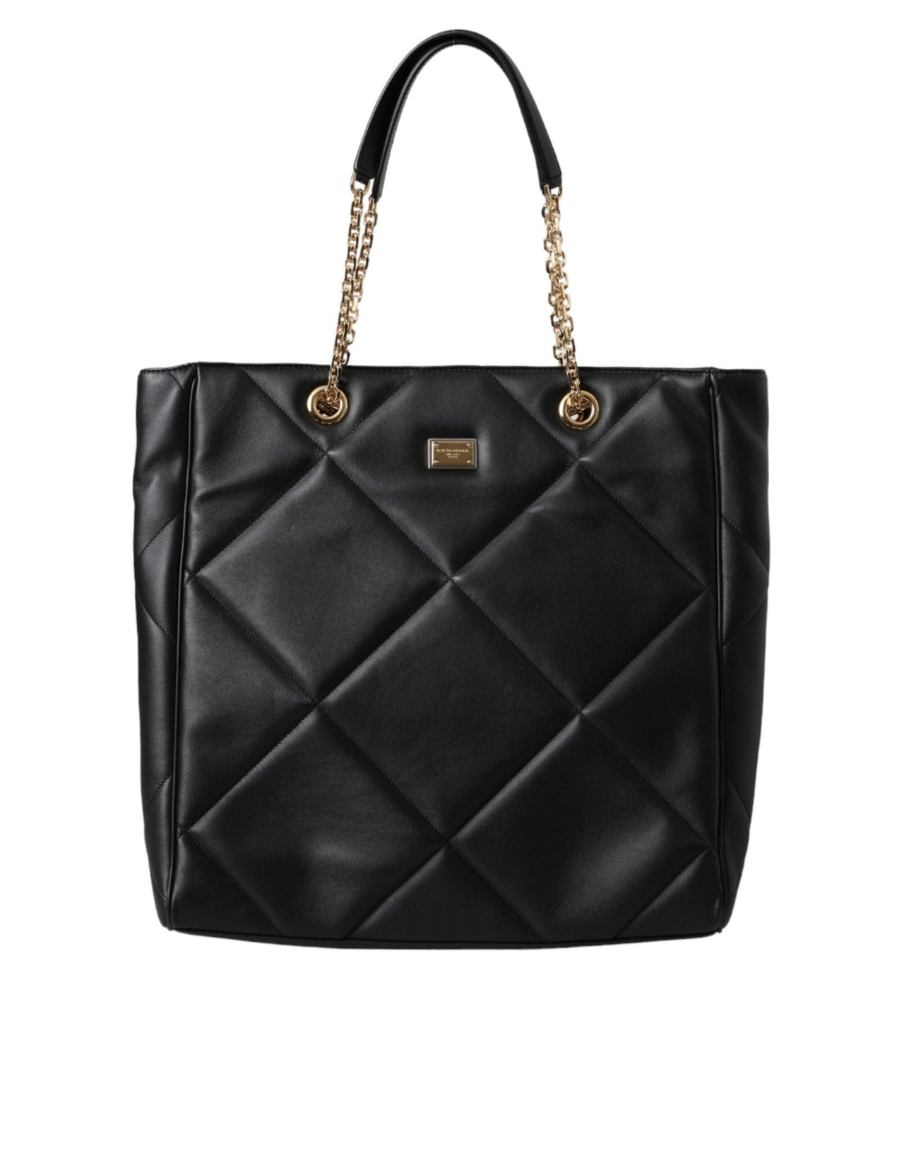 Dolce & Gabbana Black Leather JUNGLE Quilted Shopping Tote Bag - Luxour