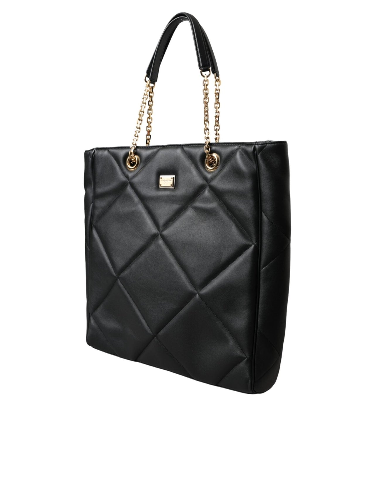 Dolce & Gabbana Black Leather JUNGLE Quilted Shopping Tote Bag - Luxour