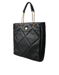 Thumbnail for Dolce & Gabbana Black Leather JUNGLE Quilted Shopping Tote Bag - Luxour