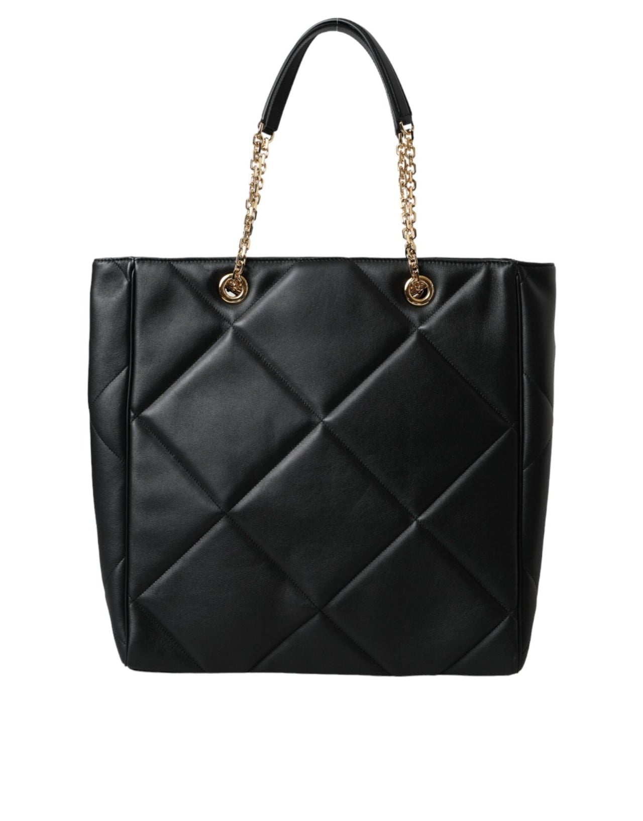 Dolce & Gabbana Black Leather JUNGLE Quilted Shopping Tote Bag - Luxour