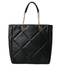 Thumbnail for Dolce & Gabbana Black Leather JUNGLE Quilted Shopping Tote Bag - Luxour