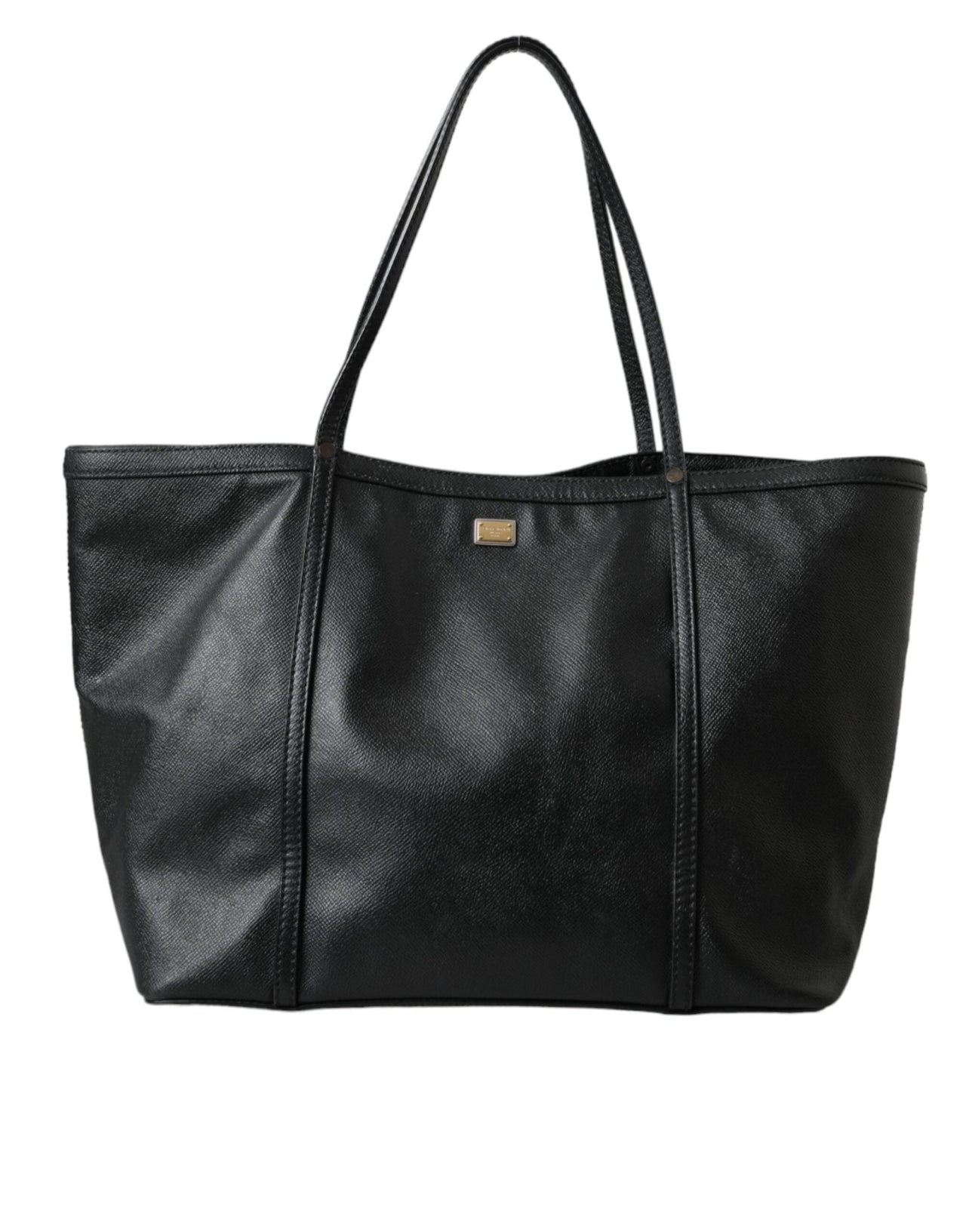 Dolce & Gabbana Black Leather Miss Escape Shopping Tote Women Bag - Luxour