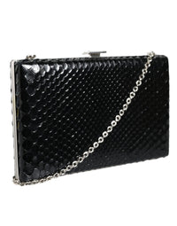 Thumbnail for Luxour, Dolce & Gabbana Black Leather Silver Frame Clutch Mini Crossbody Bag, 