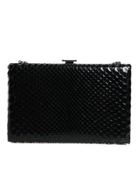 Thumbnail for Luxour, Dolce & Gabbana Black Leather Silver Frame Clutch Mini Crossbody Bag, 