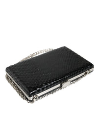 Thumbnail for Luxour, Dolce & Gabbana Black Leather Silver Frame Clutch Mini Crossbody Bag, 