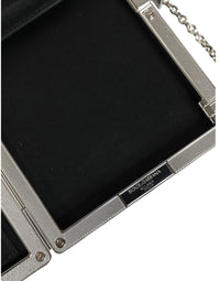 Thumbnail for Luxour, Dolce & Gabbana Black Leather Silver Frame Clutch Mini Crossbody Bag, 