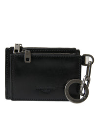 Thumbnail for Luxour, Dolce & Gabbana Black Leather Zip Logo Keyring Coin Purse Keyring Wallet, 