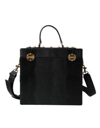 Thumbnail for Dolce & Gabbana Black Lizard Embossed Calfskin Leather Double Box Bag - Luxour