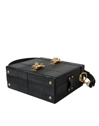 Thumbnail for Dolce & Gabbana Black Lizard Embossed Calfskin Leather Double Box Bag - Luxour