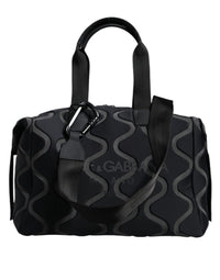 Thumbnail for Dolce & Gabbana Black Neoprene Logo Sport Gym Duffel Shoulder Bag - Luxour