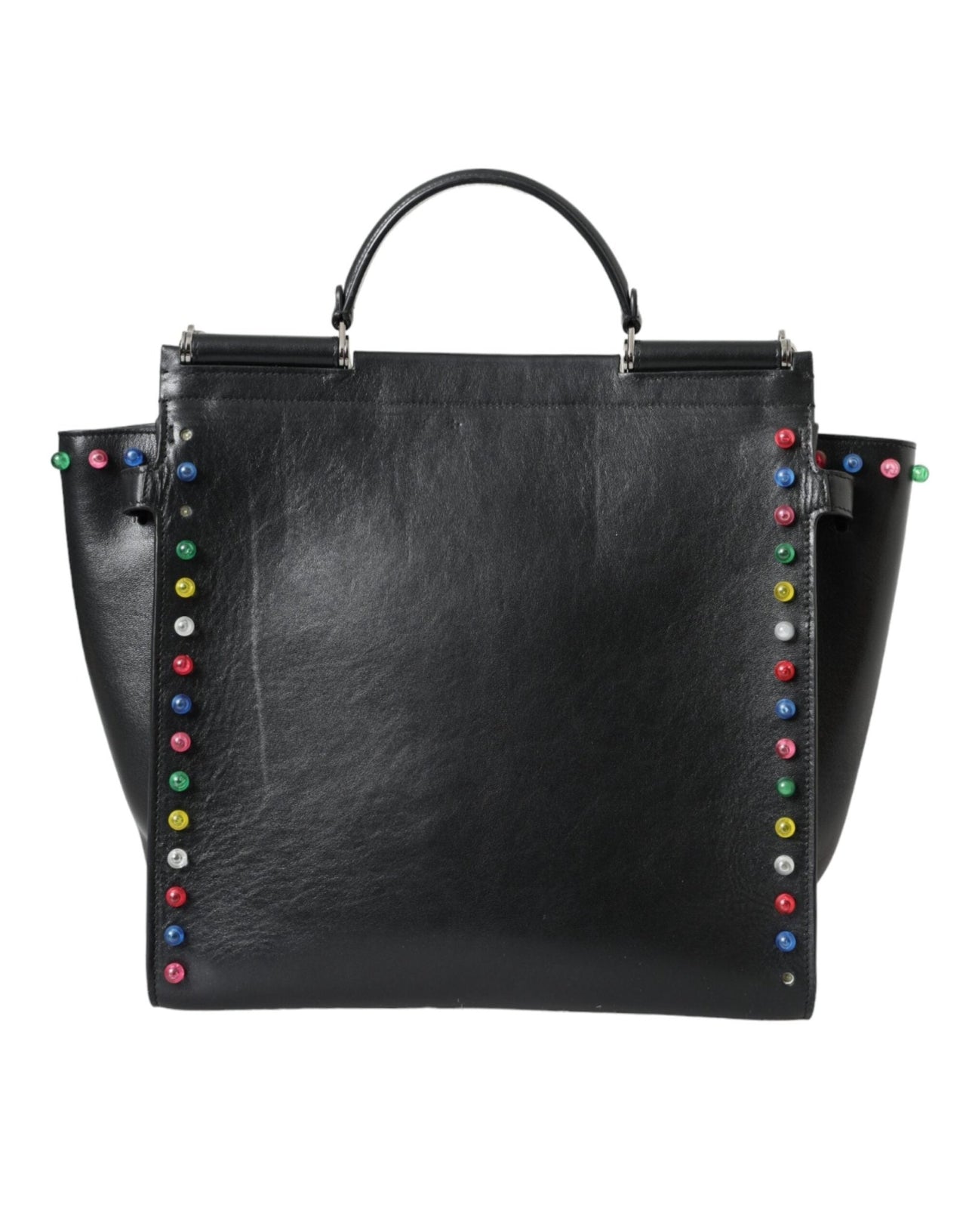 Dolce & Gabbana Black SICILY Leather LED Top Handle Shoulder Bag - Luxour