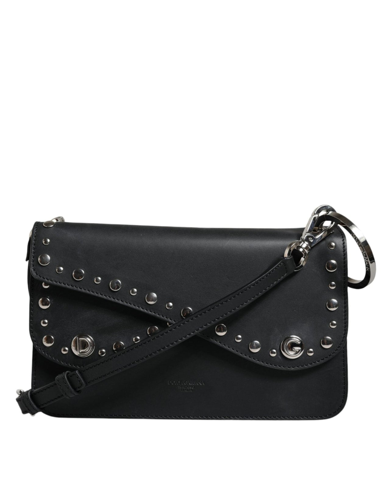 Dolce & Gabbana Black Small Leather Studded Shoulder Crossbody Bag - Luxour