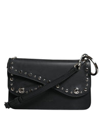 Thumbnail for Dolce & Gabbana Black Small Leather Studded Shoulder Crossbody Bag - Luxour