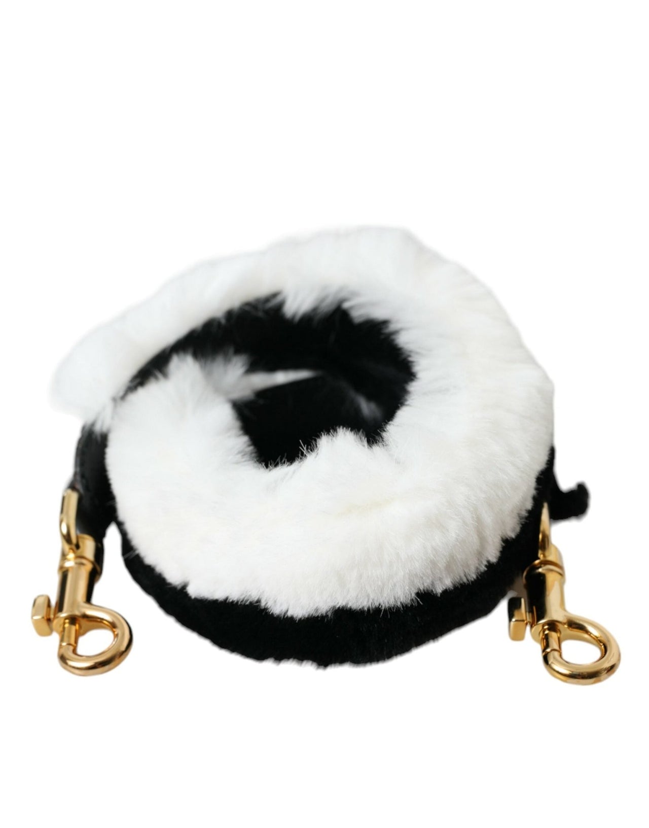 Dolce & Gabbana Black White Lapin Fur Accessory Shoulder Strap - Luxour