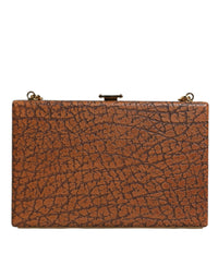 Thumbnail for Luxour, Dolce & Gabbana Brown Leather Gold Frame Clutch Mini Crossbody Bag, 