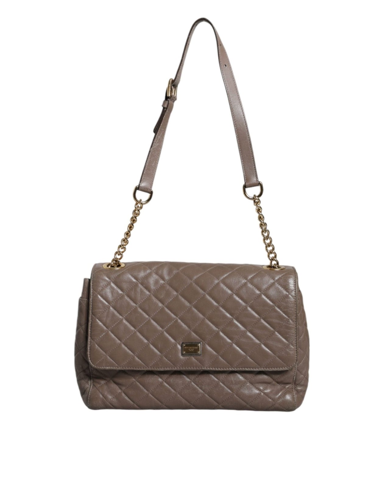 Luxour, Dolce & Gabbana Brown Quilted Leather Shoulder Purse Satchel Bag, 