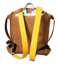 Thumbnail for Dolce & Gabbana Brown Yellow Suede Leather Logo Backpack Bag - Luxour