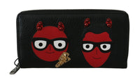 Thumbnail for Dolce & Gabbana Chic Black and Red Leather Continental Wallet - Luxour