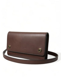 Thumbnail for Dolce & Gabbana Chic Brown Leather Shoulder Bag with Gold Detailing - Luxour