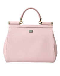 Thumbnail for Dolce & Gabbana Chic Pink Sicily Leather Shoulder Bag - Luxour