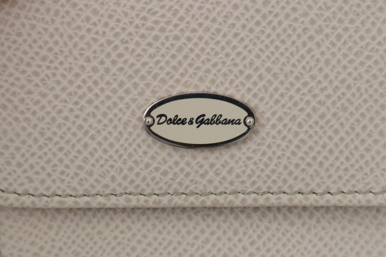 Dolce & Gabbana Chic White Leather Condom Case Wallet - Luxour