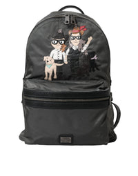 Thumbnail for Dolce & Gabbana Dark Gray Nylon #DGFamily Patch Men Backpack Bag - Luxour