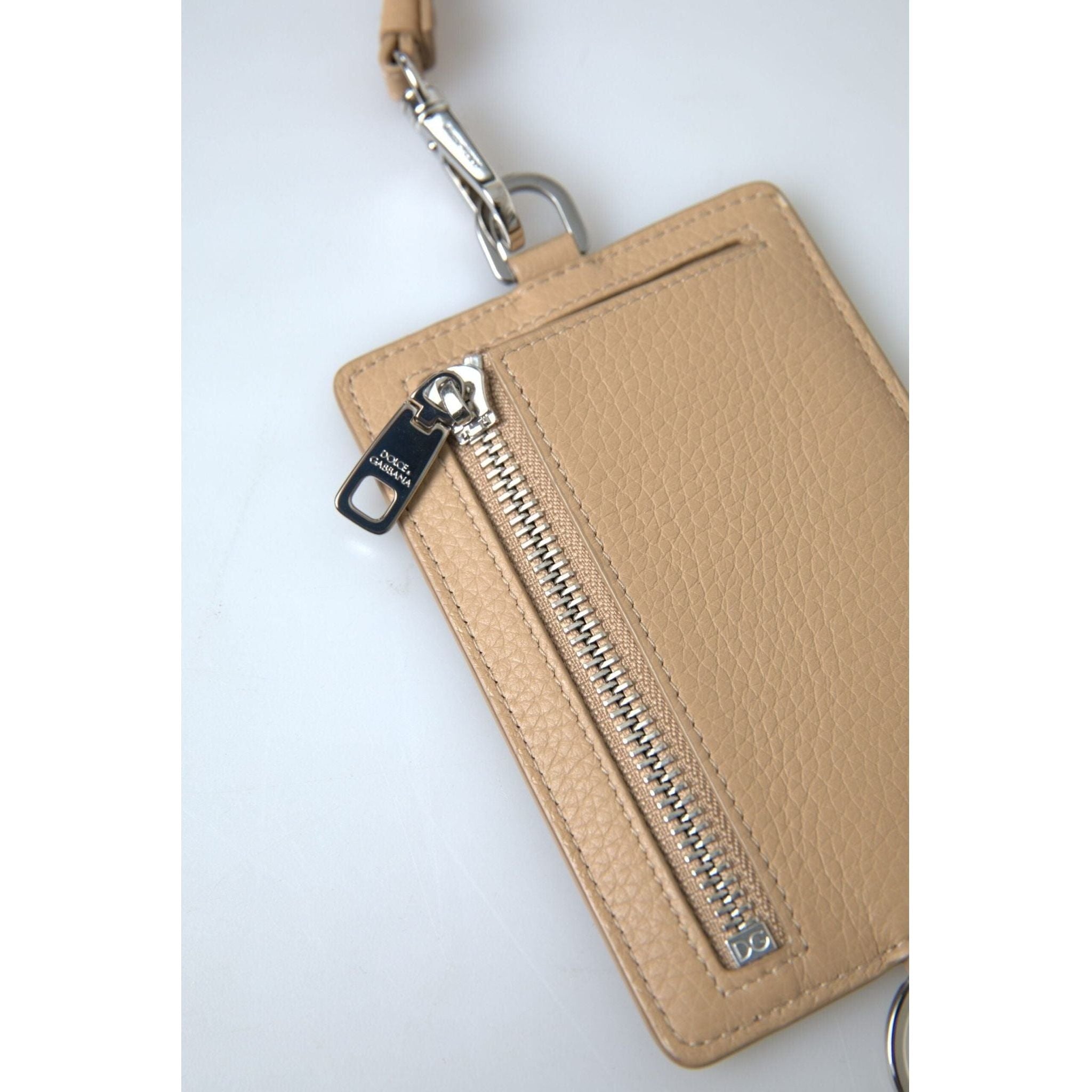 Luxour, Dolce & Gabbana Elegant Beige Leather Cardholder Wallet, 