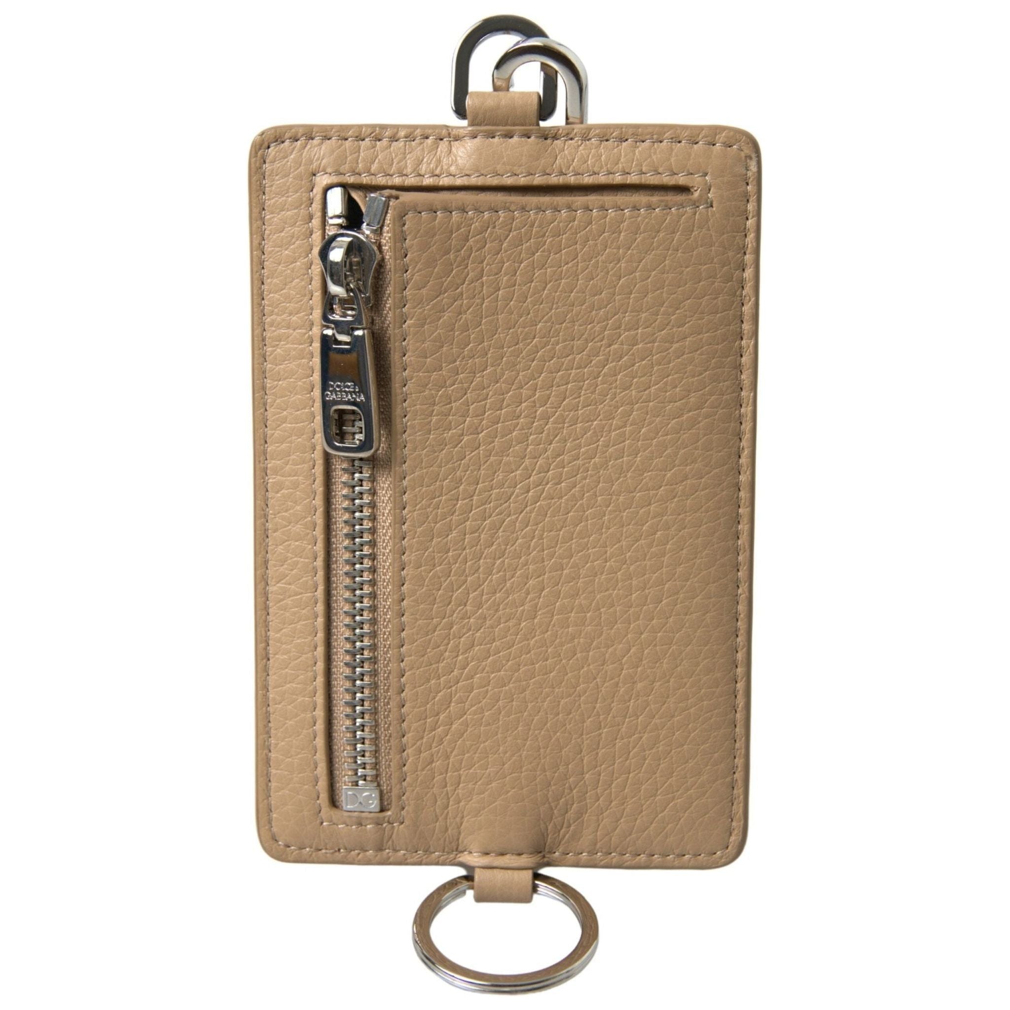 Luxour, Dolce & Gabbana Elegant Beige Leather Cardholder Wallet, 