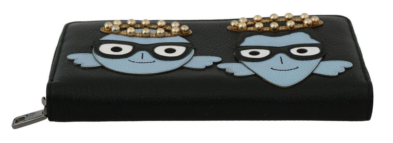 Dolce & Gabbana Elegant Black Leather Zip Wallet - Luxour