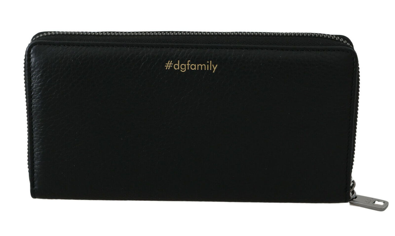 Dolce & Gabbana Elegant Black Leather Zip Wallet - Luxour