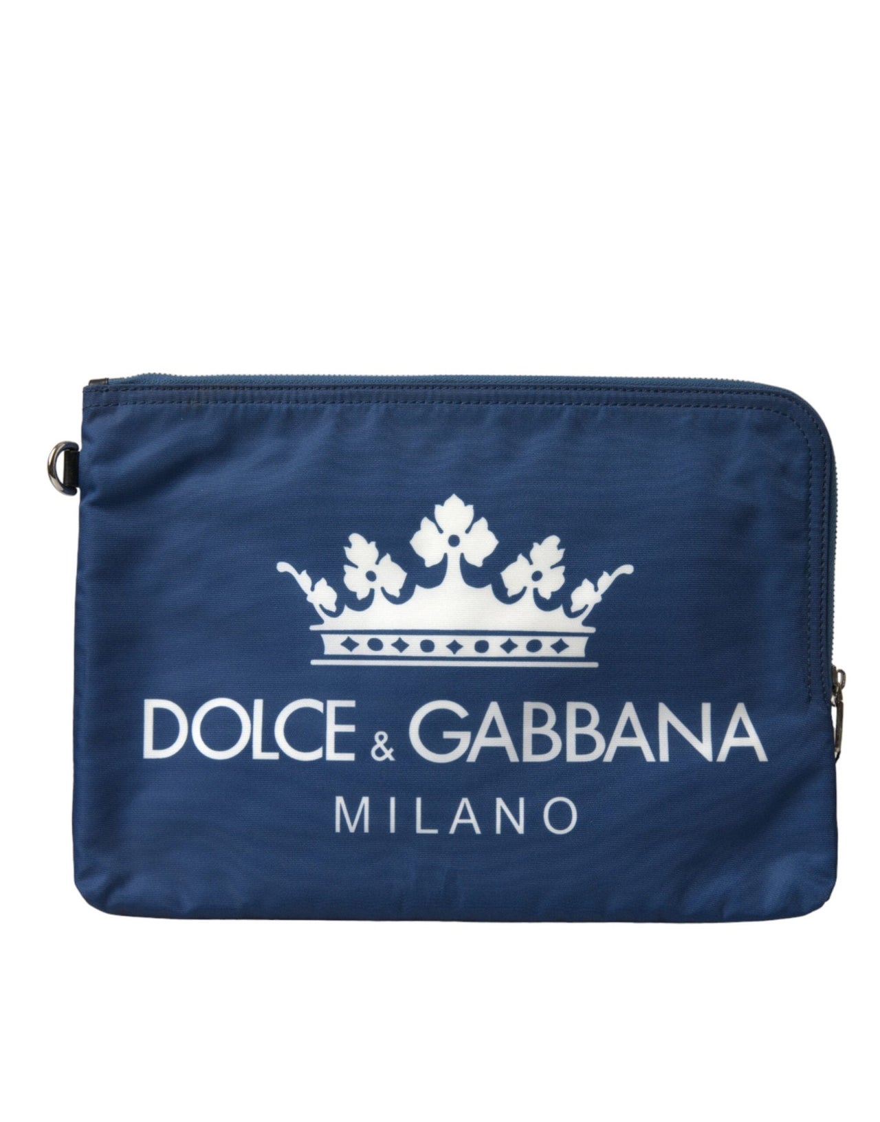 Luxour, Dolce & Gabbana Elegant Blue Nylon Zipped Clutch, 